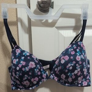 Blue and Pink Floral Underwire Bra Intimates